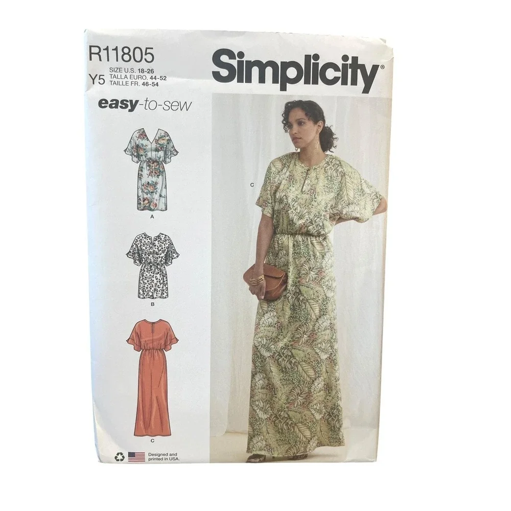 Simplicity R11805‎ Misses' Easy-to-Sew Dress US 18-26 Modern  UNCUT FF